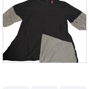 Black and White Checkered Sleeve Top very unique you won’t find another like it